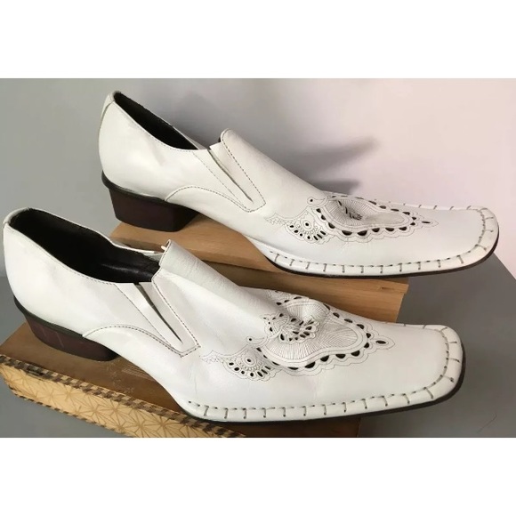 Fiesso Square Toe White Leather Aurello Garcia EUC - Picture 2 of 8